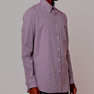 RALPH LAUREN Classic Fit men's SHIRT Sz 16 / 34-35 100% COTTON LOGO Irish purple